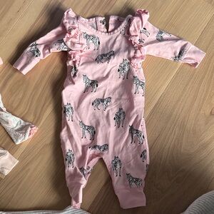 Monica + Andy Zebra Long sleeve onesie in 0-3 months